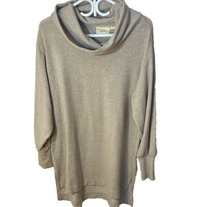 Maeve Anthropologie Cowl Neck Sweater in Beige size medium oversized tunic